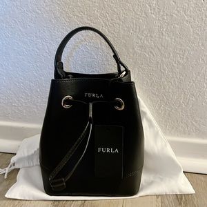 Brand new Furla mini Stacy bucket bag ( black leather )